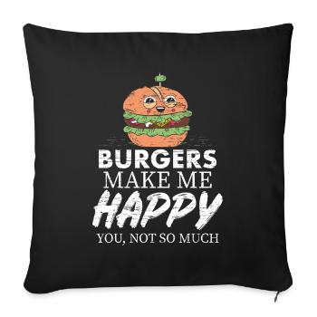 Les hamburgers me rendent heureux - Housse de coussin décorative 45 x 45 cm - noir - Devant
