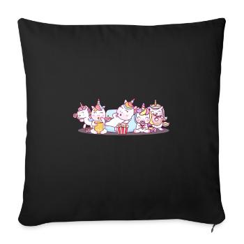 Licornes mangeantes - Housse de coussin décorative 45 x 45 cm - noir - Devant