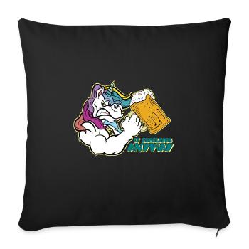Licorne Ça dégénère quand même - Housse de coussin décorative 45 x 45 cm - noir - Devant