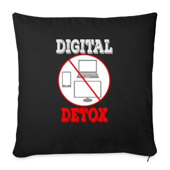digital Detox Minimalismus Auszeit offline virtuel - Sofakissenbezug 45 x 45 cm - Schwarz - Vorne