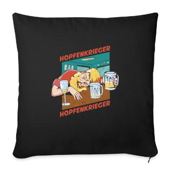 Hopfenkrieger Saufen Lustiges Bier Liebhaber Biert - Sofakissenbezug 45 x 45 cm - Schwarz - Vorne