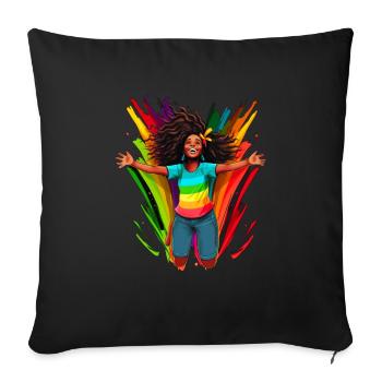 Diversity, Diversity, BLM, Rainbow - Sofa pillowcase 17,3'' x 17,3'' (45 x 45 cm) - black - Front