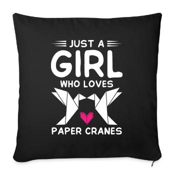 Just Girl Who Loves Paper Cranes Origami - Sofa pillowcase 17,3'' x 17,3'' (45 x 45 cm) - black - Front
