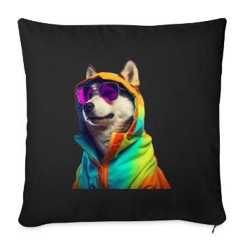 Husky avec lunettes de soleil Coloré Cool Huskies Chien - Housse de coussin décorative 45 x 45 cm - noir - Devant