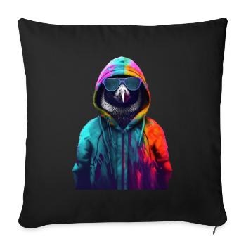 Penguin with Sunglasses Colorful Cool Penguins Bird - Sofa pillowcase 17,3'' x 17,3'' (45 x 45 cm) - black - Front