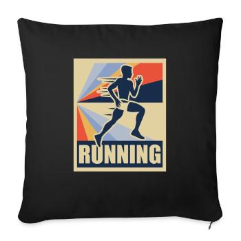 Running Retro Running Runner Sport Cadeau - Housse de coussin décorative 45 x 45 cm - noir - Devant