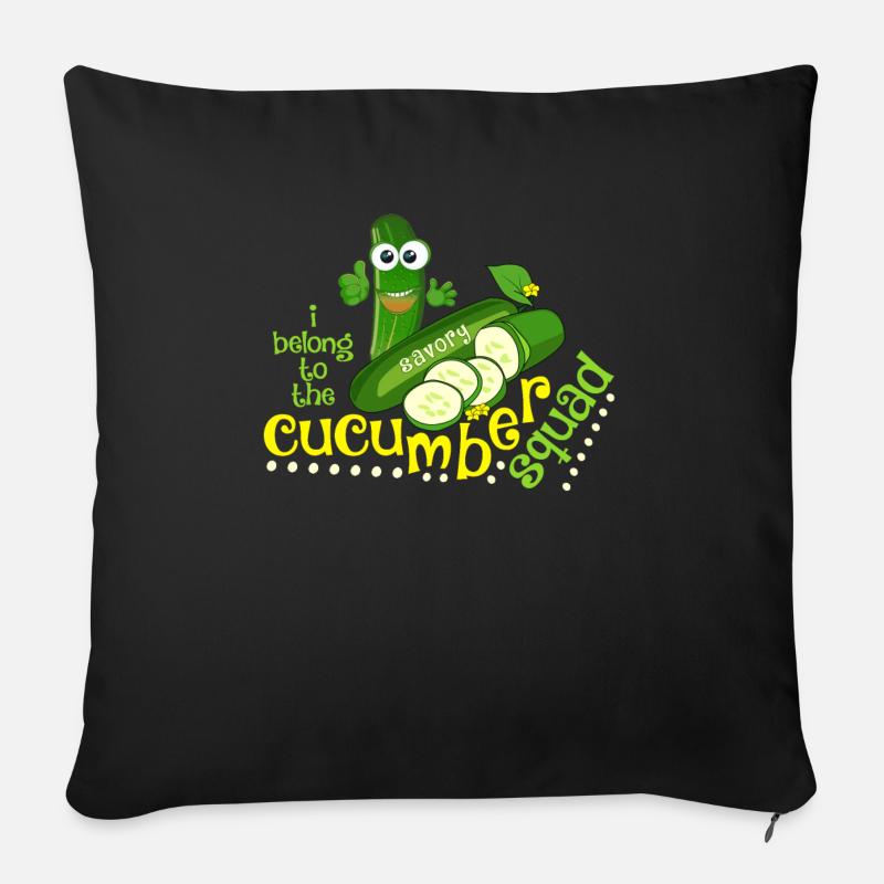 Gurke Salatgurke Cucumber Squad Geschenk lustig - Sofakissenbezug 45 x 45 cm - Schwarz