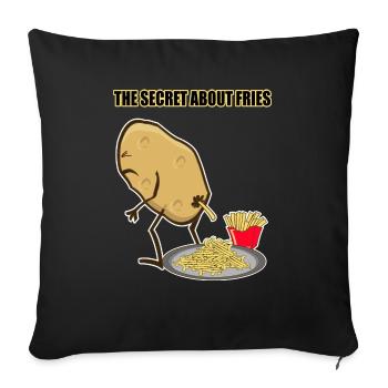 Fries potato fries secret gift - Sofa pillowcase 17,3'' x 17,3'' (45 x 45 cm) - black - Front