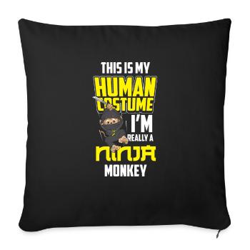 Affe Ninja Monkey Geschenk Jungs - Sofakissenbezug 45 x 45 cm - Schwarz - Vorne