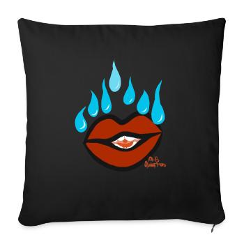 Lips looking for tears v6 00 - Sofa pillowcase 17,3'' x 17,3'' (45 x 45 cm) - black - Front