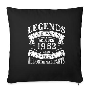 Octobre 1962 - Cadeau du 60e anniversaire. Légende. - Housse de coussin décorative 45 x 45 cm - noir - Devant