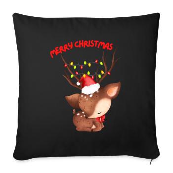 Christmas - Merry Christmas - Roe deer - Sofa pillowcase 17,3'' x 17,3'' (45 x 45 cm) - black - Front