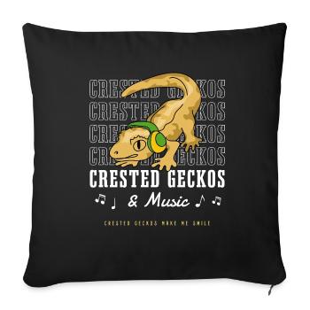 Geckos huppés et musique, musiciens drôles, - Housse de coussin décorative 45 x 45 cm - noir - Devant