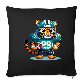 Cute American Football Player Tiger - Sofa pillowcase 17,3'' x 17,3'' (45 x 45 cm) - black - Front