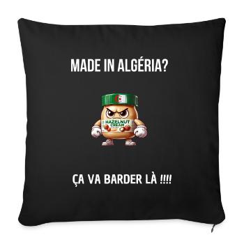 Made in algeria écriture blanche - Housse de coussin décorative 45 x 45 cm - noir - Devant