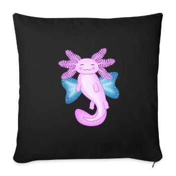 Angel axolotl - Sofa pillowcase 17,3'' x 17,3'' (45 x 45 cm) - black - Front