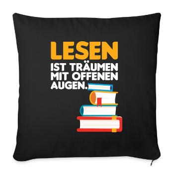 Buch lesen Bücher Leser - Sofakissenbezug 45 x 45 cm - Schwarz - Vorne