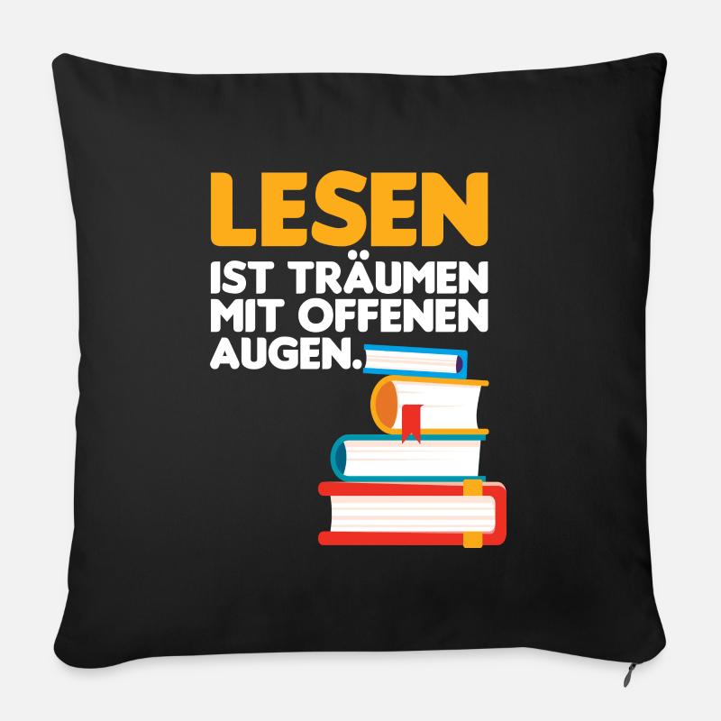 Buch lesen Bücher Leser - Sofakissenbezug 45 x 45 cm - Schwarz