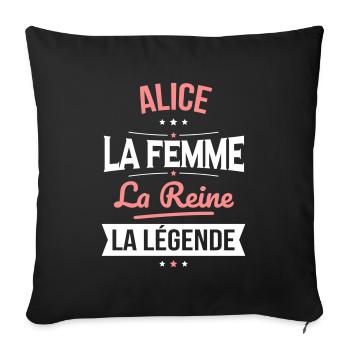 Alice - La Femme - La Reine - La Légende - Housse de coussin décorative 45 x 45 cm - noir - Devant