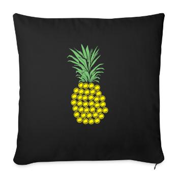 Cadeau ananas Disc Golf - Housse de coussin décorative 45 x 45 cm - noir - Devant