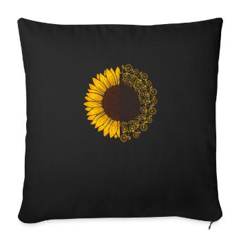 Cadeau de cyclisme tournesol - Housse de coussin décorative 45 x 45 cm - noir - Devant