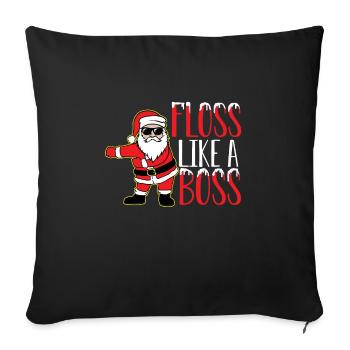 Floss comme un cadeau de Noël patron - Housse de coussin décorative 45 x 45 cm - noir - Devant
