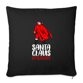 Cadeau du père Noël Superhero - Housse de coussin décorative 45 x 45 cm - noir - Devant