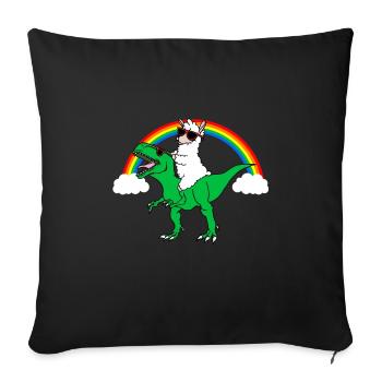 Trex und Lama Geschenk - Sofakissenbezug 45 x 45 cm - Schwarz - Vorne