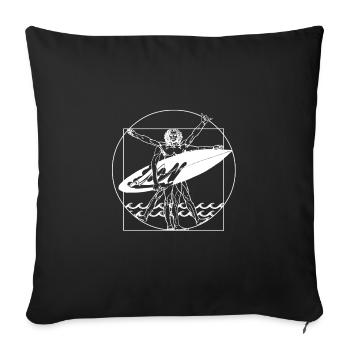Vitruvian man surfer gift - Sofa pillowcase 17,3'' x 17,3'' (45 x 45 cm) - black - Front