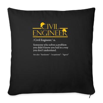 Ingénieur civil Ingénieur Métier Études Proverbe - Housse de coussin décorative 45 x 45 cm - noir - Devant