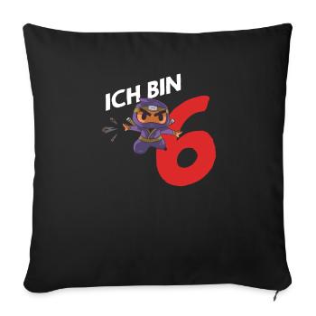 6e anniversaire Six cadeaux Birthday 6 ans - Housse de coussin décorative 45 x 45 cm - noir - Devant