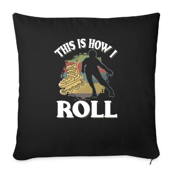 Roller derby roller skate patins à roues alignées - Housse de coussin décorative 45 x 45 cm - noir - Devant