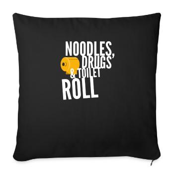 Nouilles, médicaments et papier toilette - Housse de coussin décorative 45 x 45 cm - noir - Devant