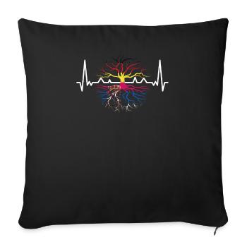 Français Serbe Drapeau Serbe - Housse de coussin décorative 45 x 45 cm - noir - Devant