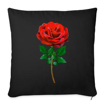 Rose - Rose Rouge - Housse de coussin décorative 45 x 45 cm - noir - Devant