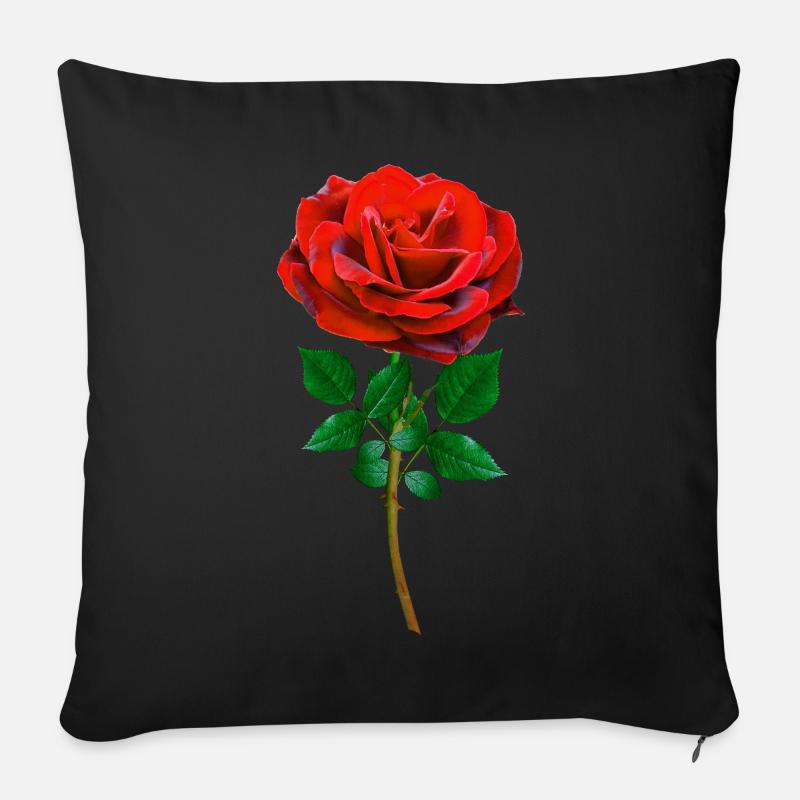 Rose - Rote Rose - Sofakissenbezug 45 x 45 cm - Schwarz