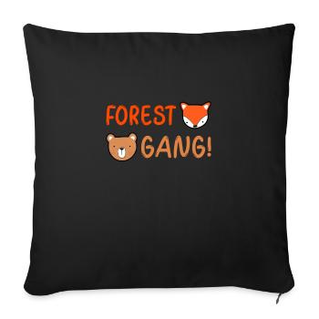 forêt gang ours et renard cadeau enfants - Housse de coussin décorative 45 x 45 cm - noir - Devant