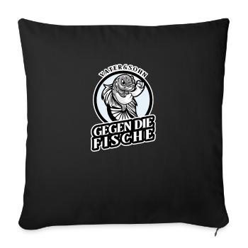 Vater und Sohn Angler Spruch Geschenk - Sofakissenbezug 45 x 45 cm - Schwarz - Vorne