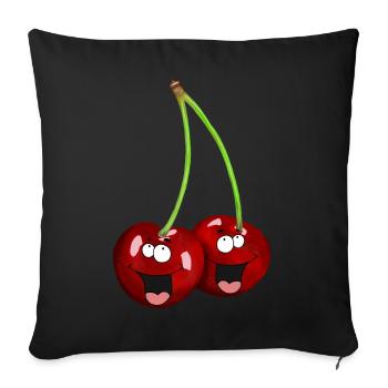 Drôle de cerises Rockabilly Retro Vintage - Housse de coussin décorative 45 x 45 cm - noir - Devant