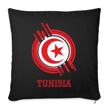 Tunisie Panneau circulaire couleurs du pays - Housse de coussin décorative 45 x 45 cm - noir - Devant