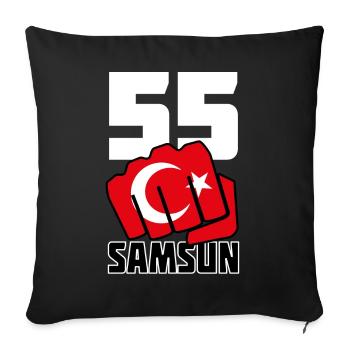 Samsun 55 Memleket Turkey flag fist - Sofa pillowcase 17,3'' x 17,3'' (45 x 45 cm) - black - Front