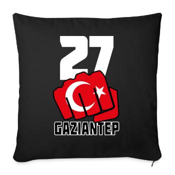 Gaziantep 27 Memleket Turquie drapeau poing - Housse de coussin décorative 45 x 45 cm - noir - Devant