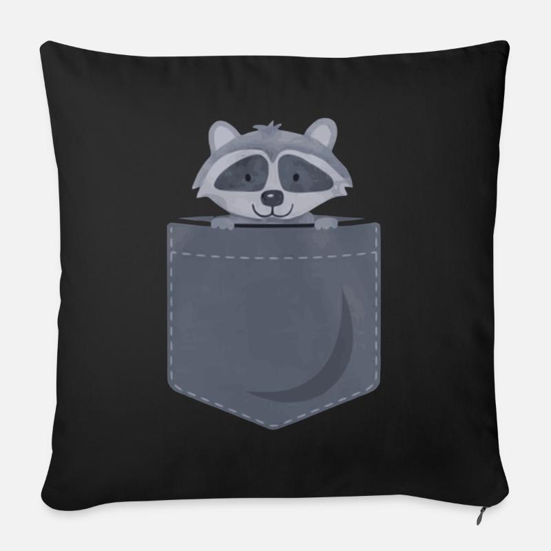 Waschbär - niedlich - Tasche - Sofakissenbezug 45 x 45 cm - Schwarz
