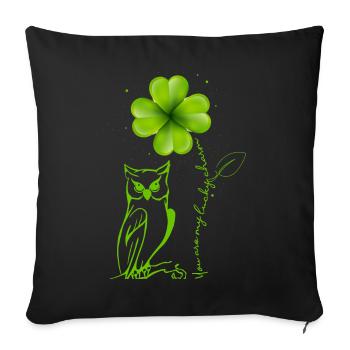 You Are My Lucky Charm Eule Kleeblatt - Sofakissenbezug 45 x 45 cm - Schwarz - Vorne