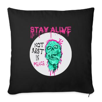 Drôle Halloween Zombie Apocalypse Tshirt / Design - Housse de coussin décorative 45 x 45 cm - noir - Devant