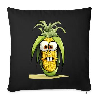 Drôle de dessin animé épi de maïs - Housse de coussin décorative 45 x 45 cm - noir - Devant