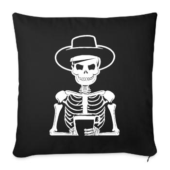 Sarcastique Drôle Squelette Buvant du café expresso - Housse de coussin décorative 45 x 45 cm - noir - Devant