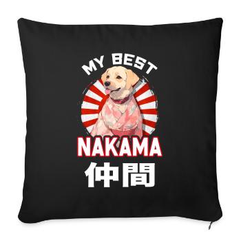 Chien mignon Nakama portant un Kimono - Anime Shirt - Housse de coussin décorative 45 x 45 cm - noir - Devant