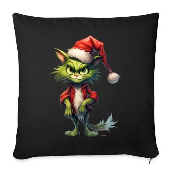 Katze Weihnachten Weihnachtselfe Geschenke Mütze - Sofakissenbezug 45 x 45 cm - Schwarz - Vorne