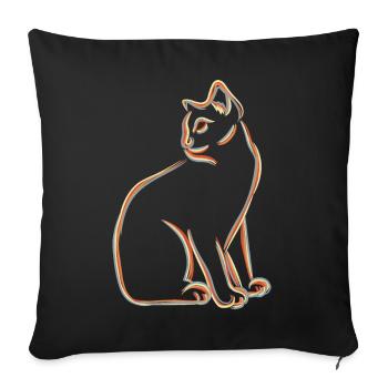 Croquis de chat - Housse de coussin décorative 45 x 45 cm - noir - Devant